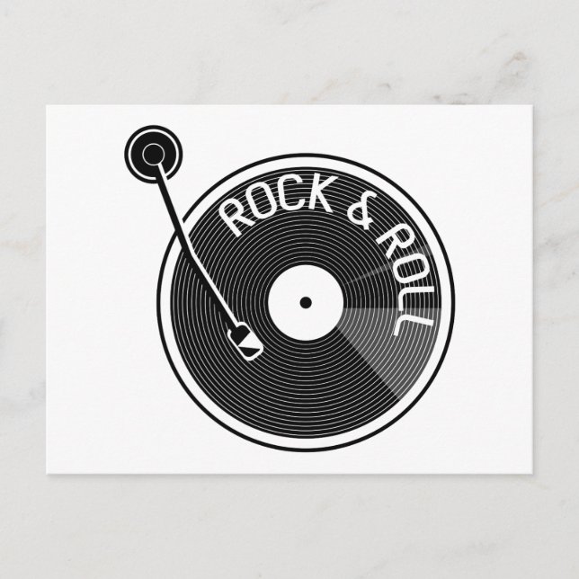 Black and White  Rock And Roll Vinyl Record Postcard (Front)