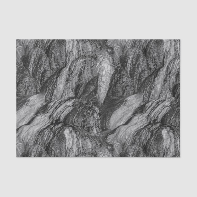 Black and White Rocky Texture Pattern Tissue Paper (Front)