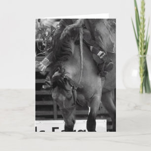 Black and White Rodeo Bronco Greeting Card