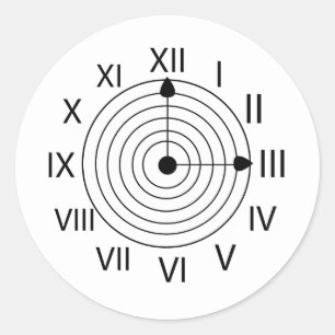Black and White Roman Clock Design Classic Round Sticker
