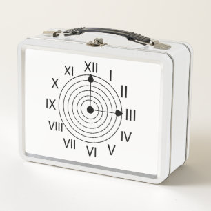 Black and White Roman Clock Design  Metal Lunch Box