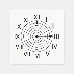 Black and White Roman Clock Party Napkin