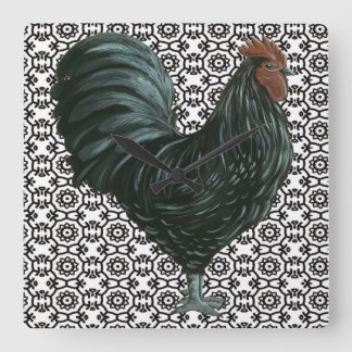 Black and White Rooster clock