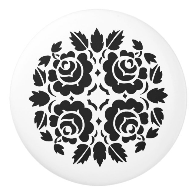 Black and White Rose Drawer knob (Front)