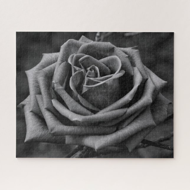 Black and White Rose Floral Jigsaw Puzzle (Horizontal)