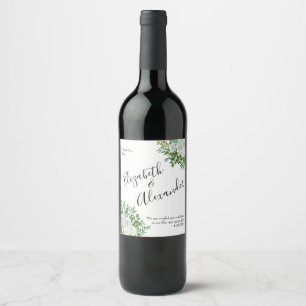 Black and White Rose Floral Wedding Wine Label