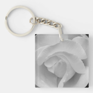 Black and White Rose Keychain
