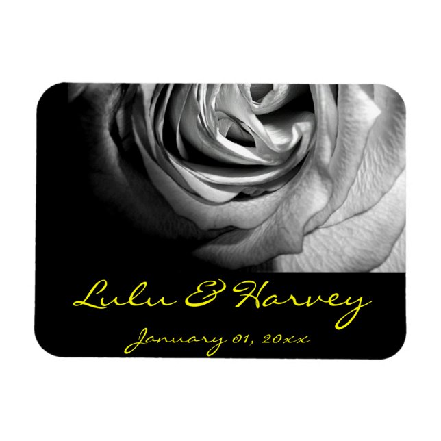 Black and White Rose Magnet (Horizontal)