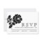 Black and white rose modern wedding RSVP