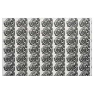Black and white rose pattern material. fabric