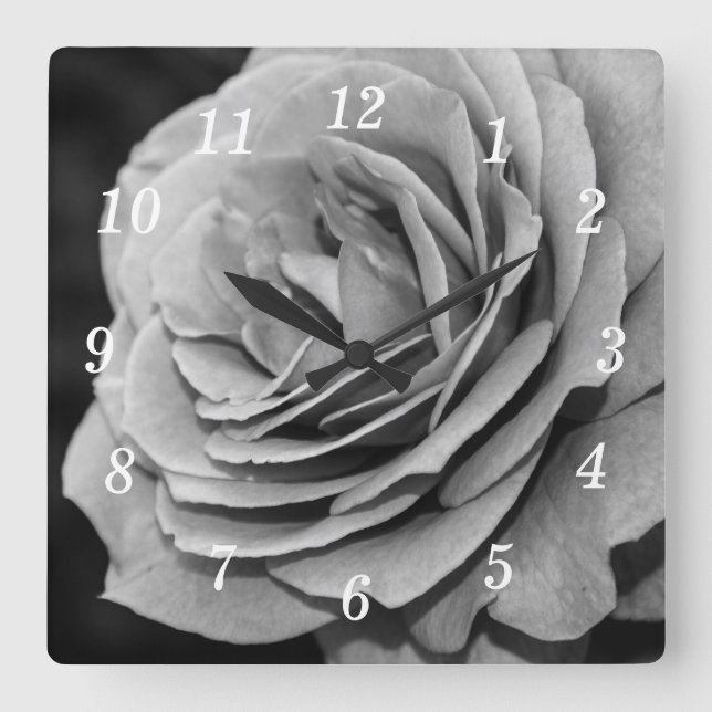 Black and White Rose Wall Clock (Front)
