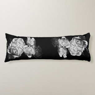 Black and white roses body pillow