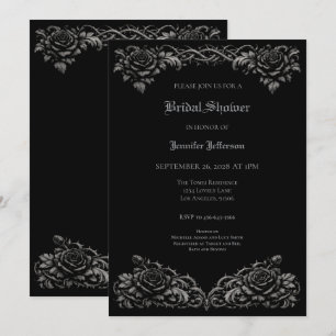 Black and white roses Gothic Bridal Shower Announcement
