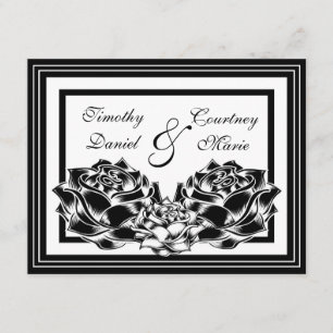 Black and White Roses Invitation