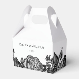 Black and White Roses Minimalist Wedding Favor Box