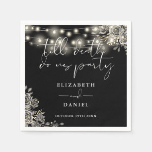 Black And White Roses String Lights Gothic Wedding Napkin