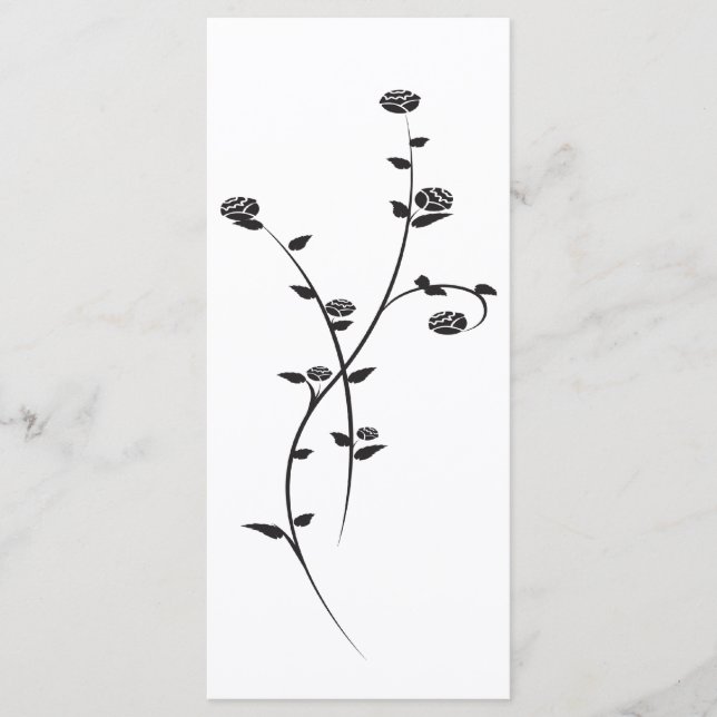 Black and White Roses Wedding Program (Front)