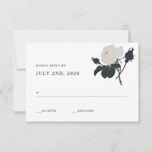 Black and White Roses Wedding RSVP Card