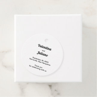 Black and White Round Wedding Favor Tags