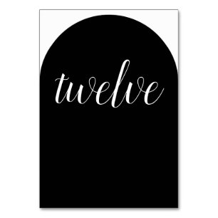 Black and White Rounded Table Number