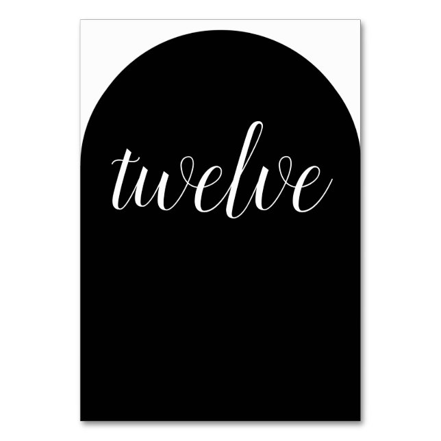 Black and White Rounded Table Number (Front)