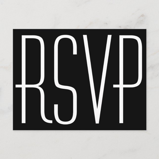 Black and White RSVP Invitation Postcard (Front)