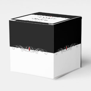 Black and White Ruby Accent Wedding Favour Box
