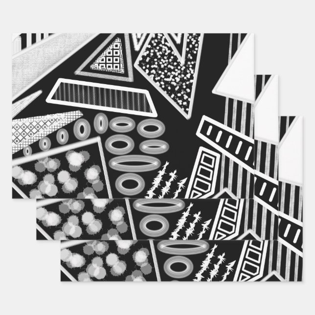 Black And White Runway Fashion Inspired Wrapping Paper Sheet (Set)