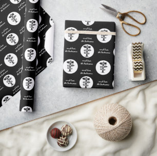 Black and White Rustic Antlers The Hunt is Over Wrapping Paper