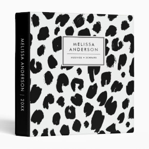 Black and White Rustic Brush Leopard Pattern Binder