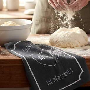 Black and White Rustic Chalkboard Kitchen Towel