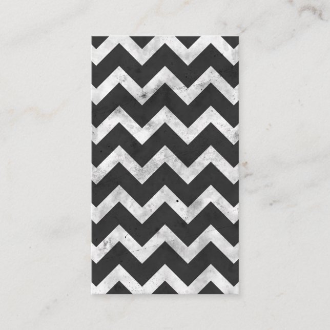 Black and white Rustic Chevron pattern Business Card (Front)
