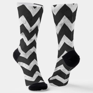 Black and white Rustic Chevron pattern Socks