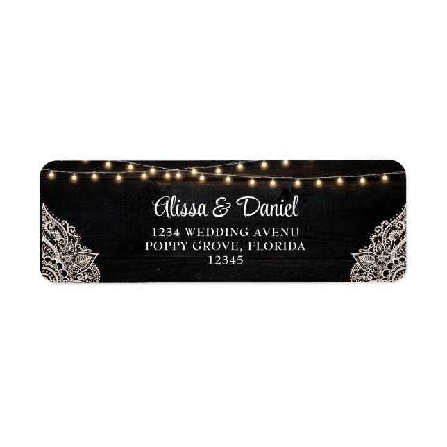 Black and White Rustic Elegance Wedding Label (Front)