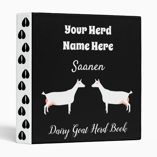 Black and White Saanen Goat Herd Book Binder (Front/Spine)