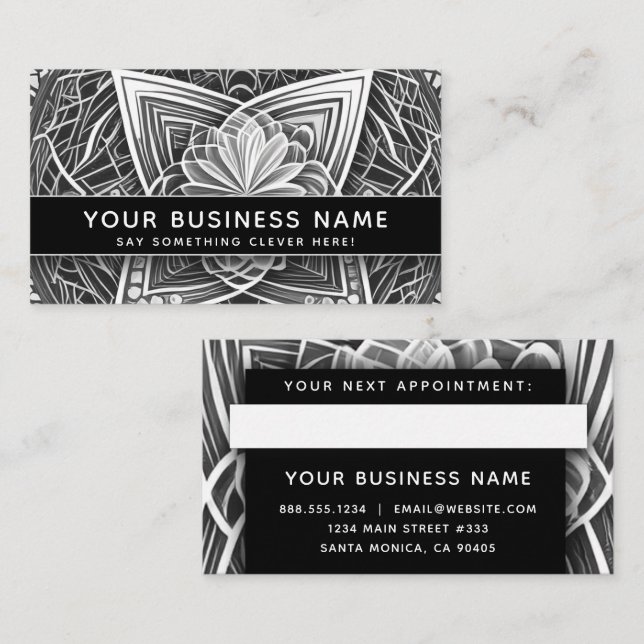 Black and White Sacred Modern Elegant Professional Appointment Card (Front/Back)