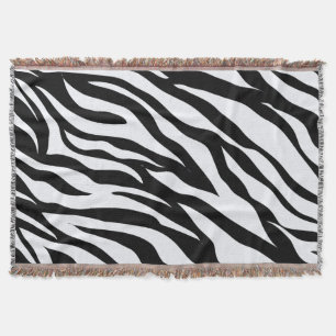 Black and White Safari Zebra Animal Print Throw Blanket
