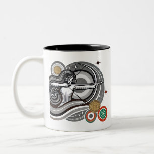 Black and White Sagittarius Zodiac Coffee Mug
