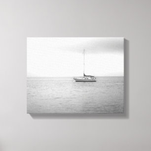 Black and White Sailboat Photo Canvas Print