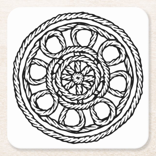 Black and white Sailing themed Paper Coaster (Front)