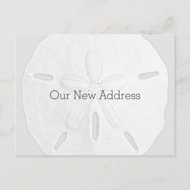 Black and White Sand Dollar Coastal New Address Announcement Postcard (Front)