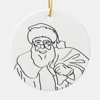 Black and White Santa Ceramic Ornament