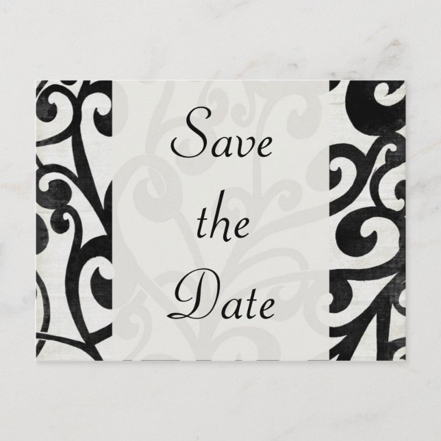 Black and White! Save the Date Announcement Postcard (Front)