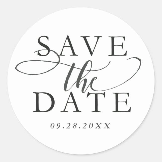Black and white save the date envelope seal (Front)