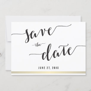 Black And White Save The Date Gold Invitation Card