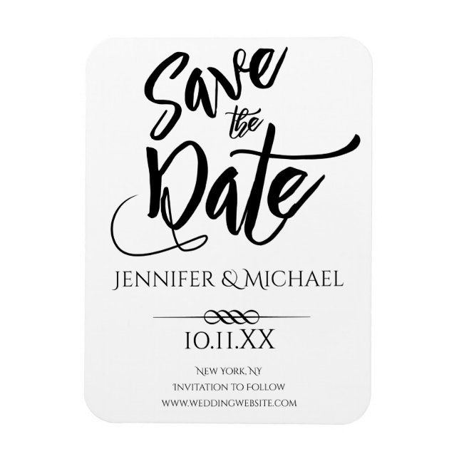Black and White Save the Date Magnet (Vertical)