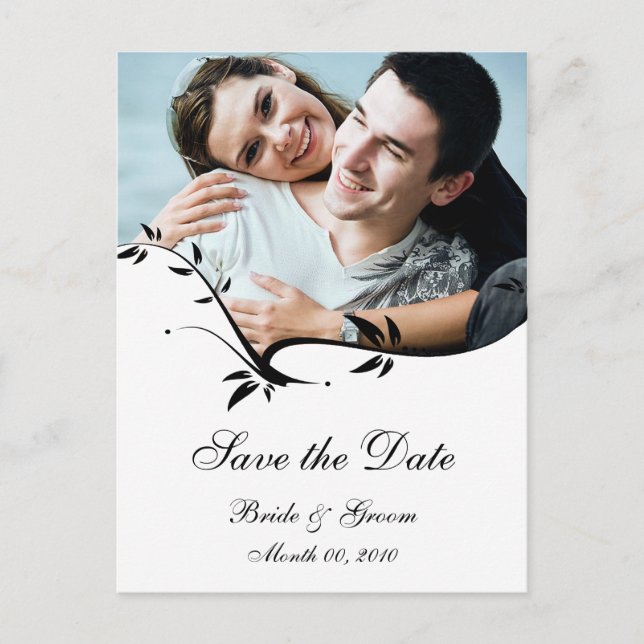 Black and White Save the Date Photo Postcards (Front)