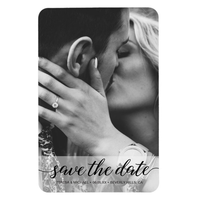 Black and white Save the Date photo vertical Magnet (Vertical)