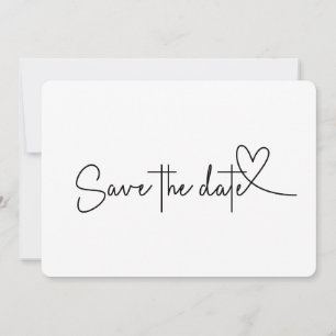 Black and White Save the Date Rounded Corner Invitation