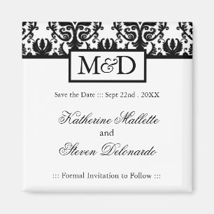 Black and White Save the Date Wedding Magnet